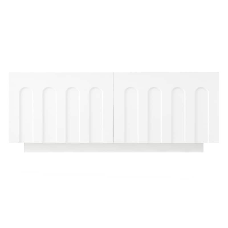 Elegant Arched TV Stand Dual Purpose Coffee Table with Drawers, for TVs Up to 80", White - 70.8" W × 15.7" D × 13.7" H