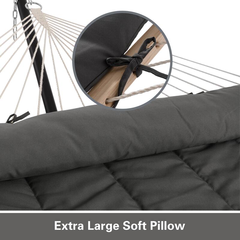 Hammock Double Hammock with Stand, Two Person Cotton Rope Hammock