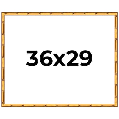 36x29 Frame Gold Bamboo Picture Frame Modern Photo Frame Includes UV Acrylic Shatter Guard Front Acid Free Foam Backing Board