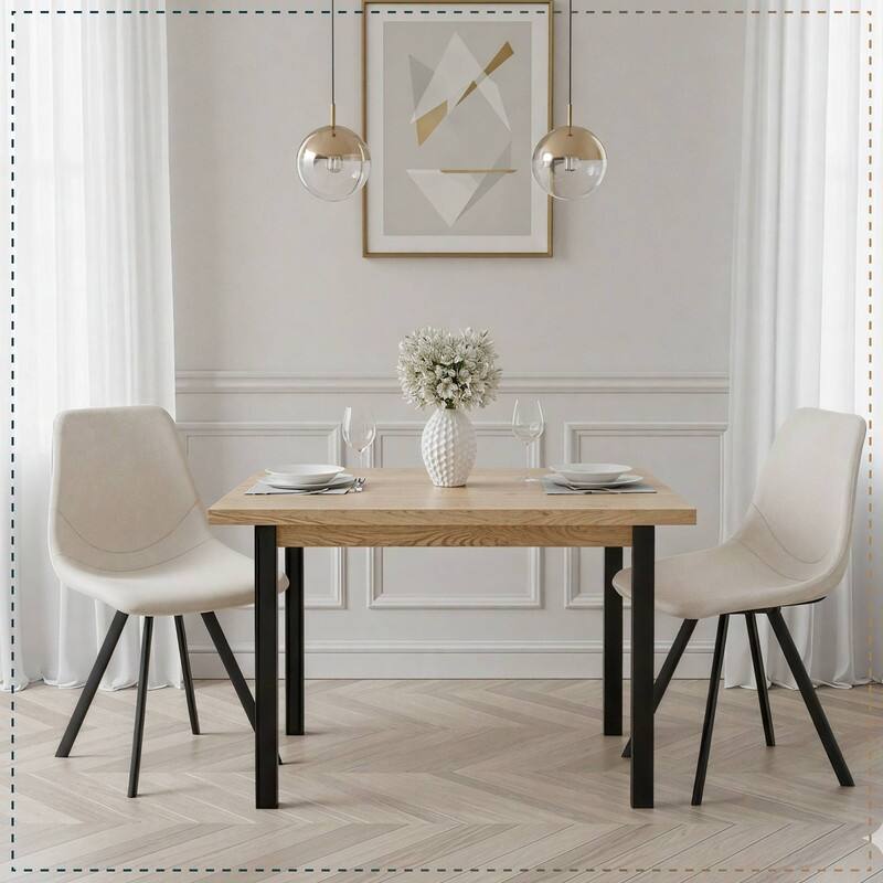 Markley Modern Ergonomic Leather Dining Chair with Black Steel Legs, Scratch-Resistant & Comfortable Kitchen Chair