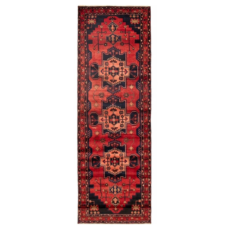 ECARPETGALLERY Hand-knotted Anadol Red Wool Rug - 3'7 x 10'4 - Red - 3'7 x 10'4