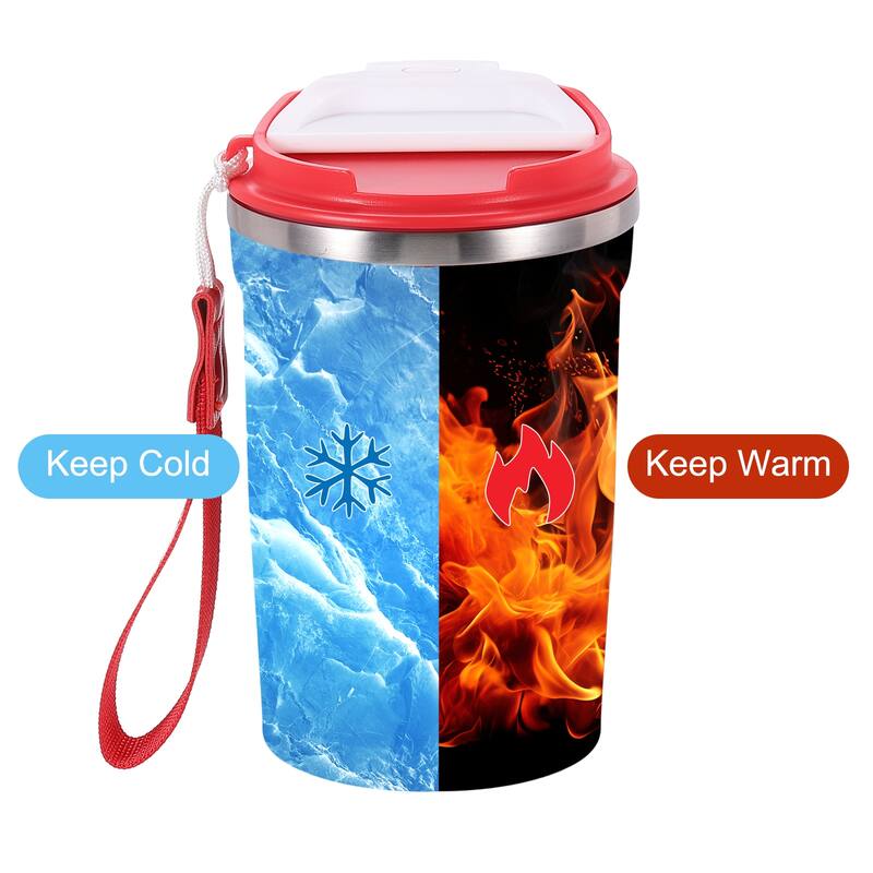 Insulated Travel Mug, 13 Oz Coffee Cup with Leakproof Lid and Lanyard