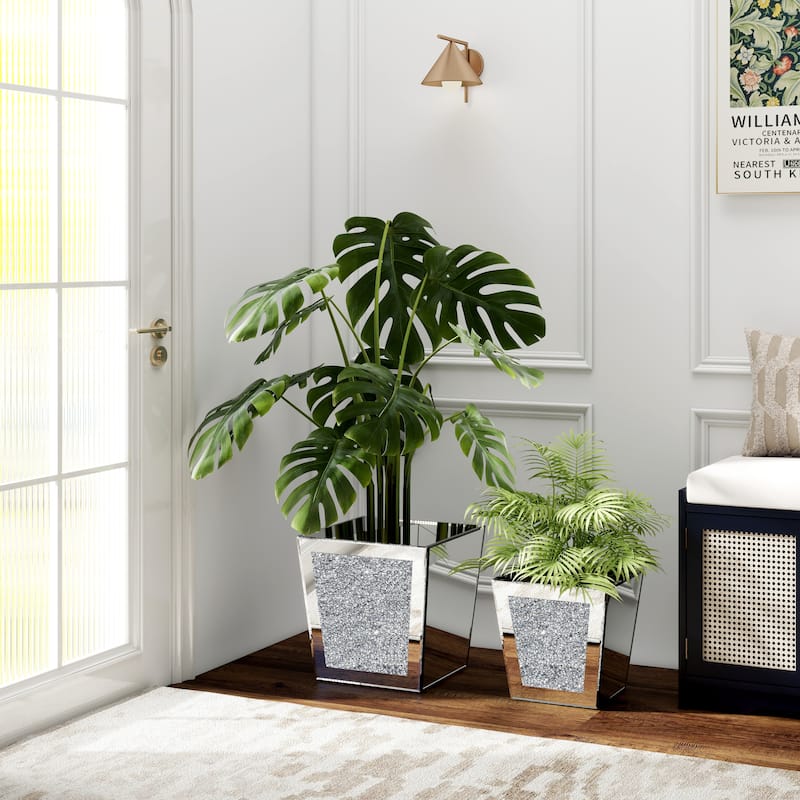 Modern Mirror Pot Planter Crushed Diamond Vase