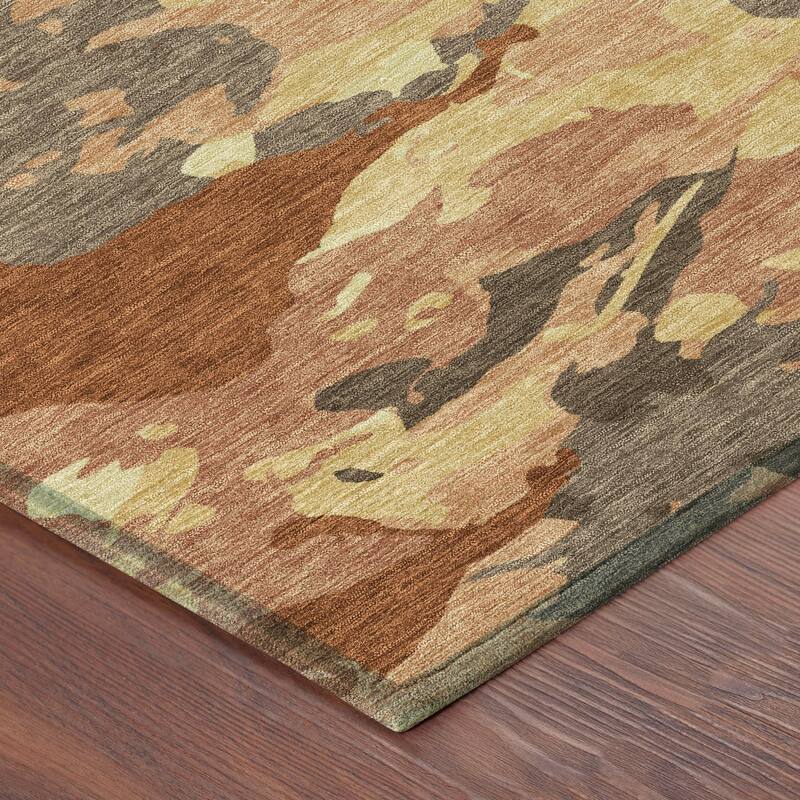 Machine Washable Indoor/ Outdoor Abstract Mexi Chantille Rug