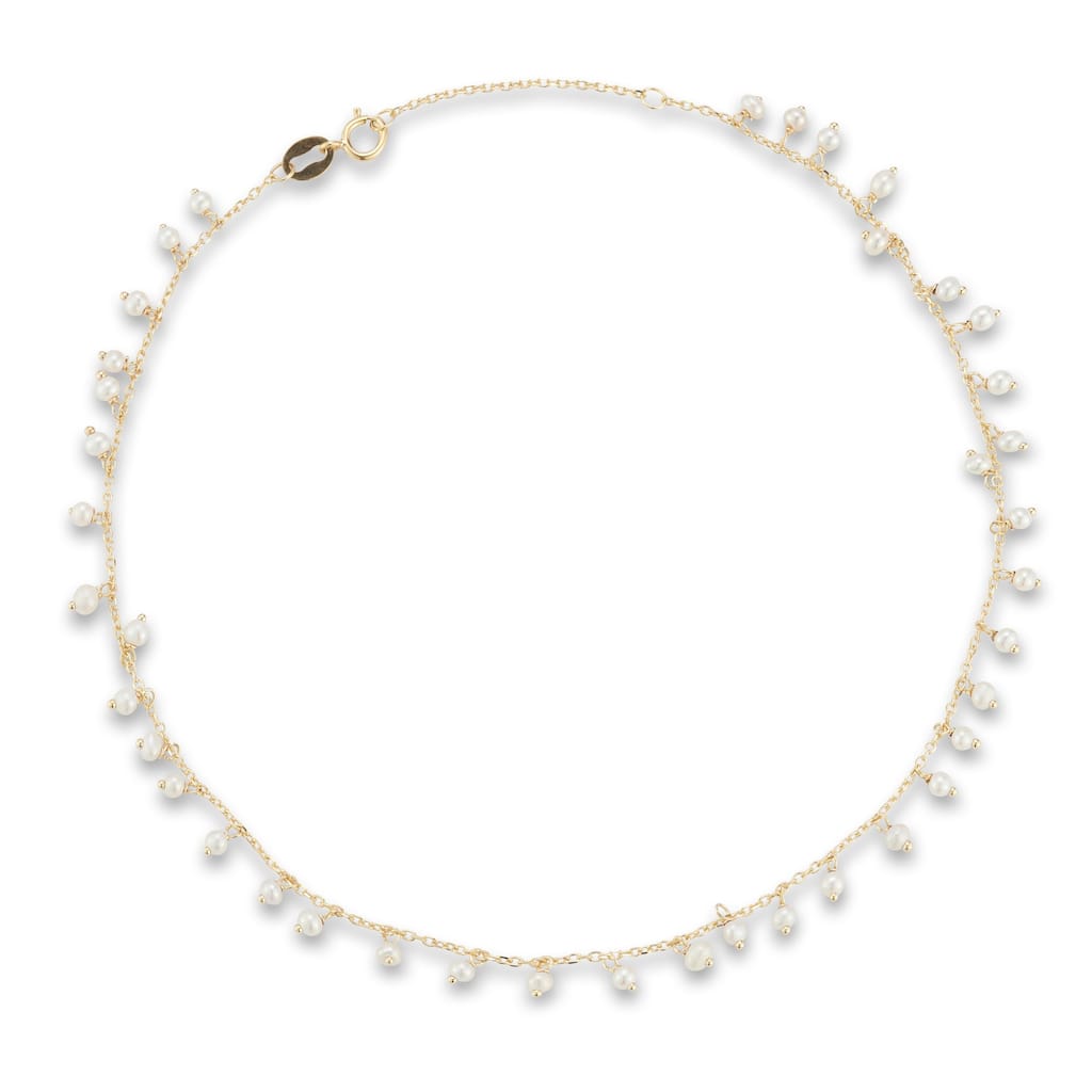 Soleil 14K Gold Hanging Gemstone Charm Anklet, Made in Italy