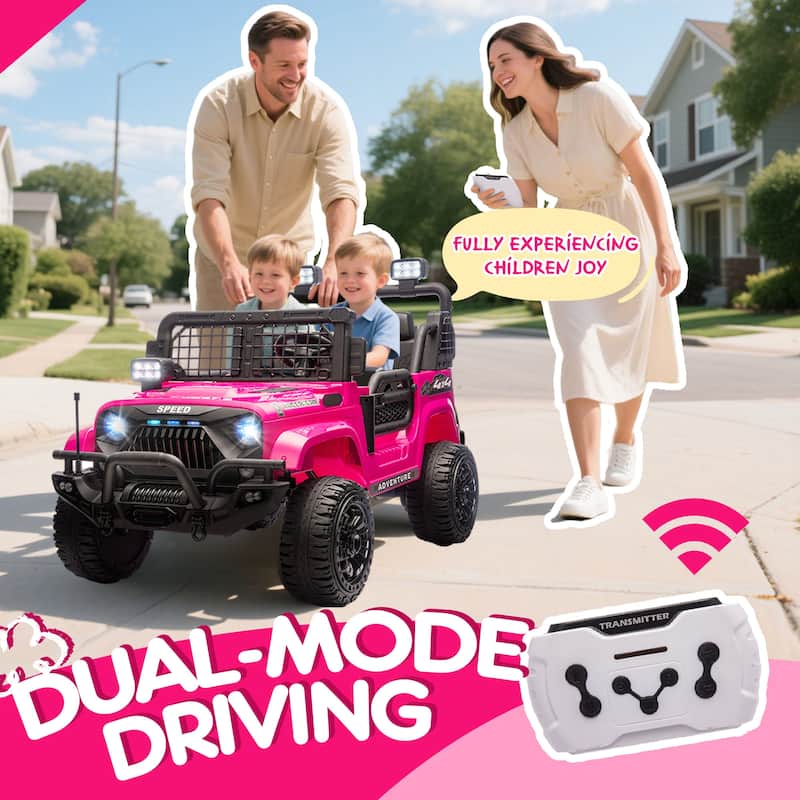 24V Ride-On Car All-Terrain Kids Car Electric Car Toy Pink Ride on Jeep