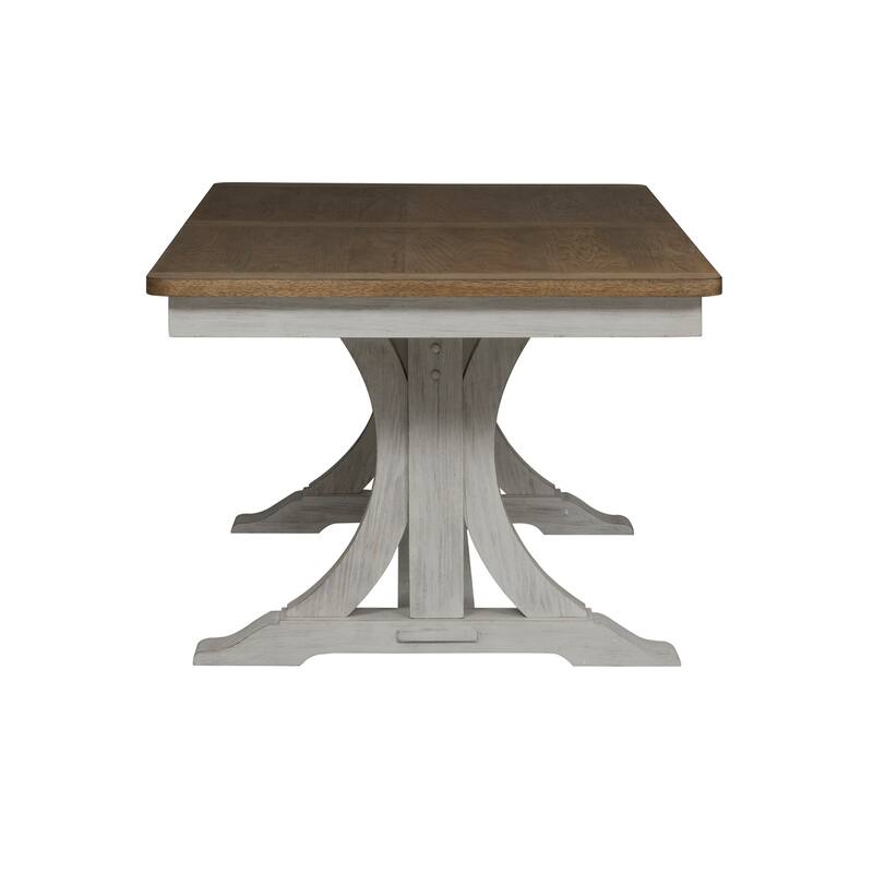 Farmhouse Reimagined Antique White 7 Piece Trestle Table Set