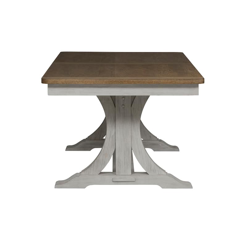 Farmhouse Reimagined Antique White Opt 7 Piece Trestle Table Set