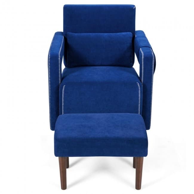 Modern Berber Fleece Single Sofa Chair with Ottoman and Waist Pillow - 31" x 31" x 34.5" (L x W x H)
