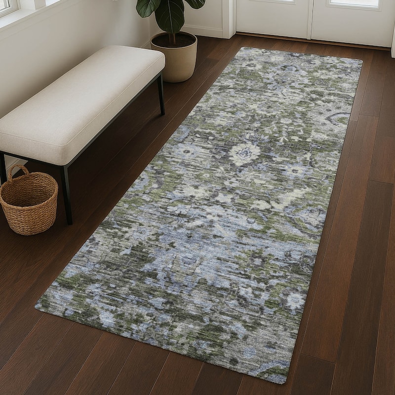 Machine Washable Indoor/ Outdoor Vintage Traditional Chantille Rug