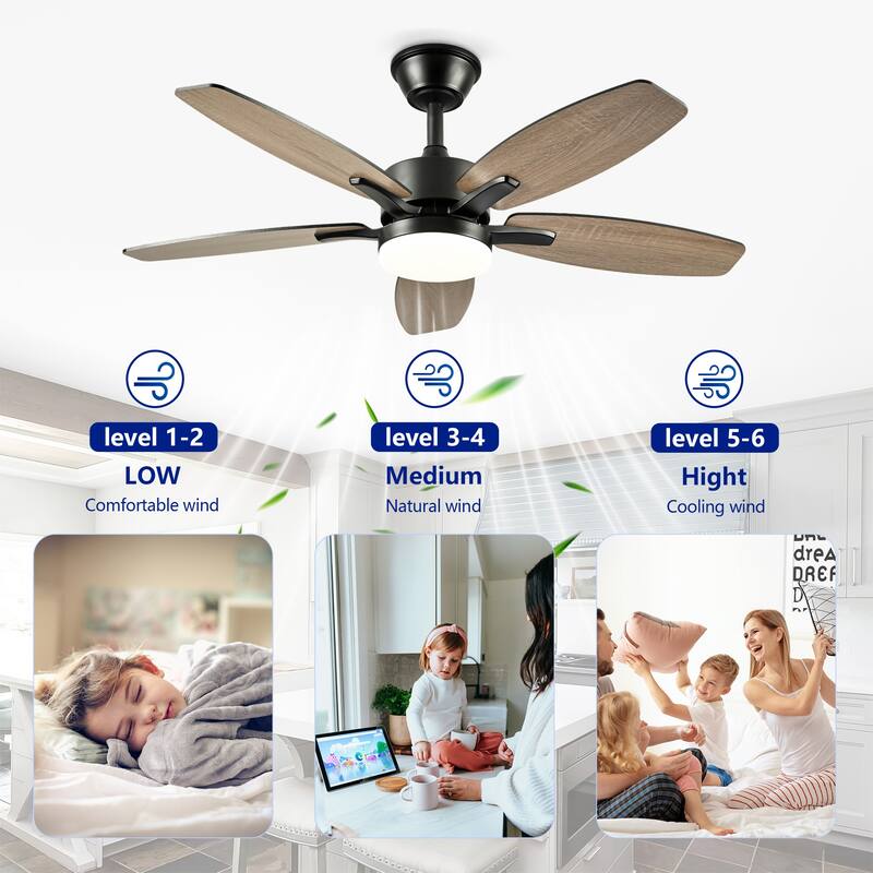48" Farmhouse Ceiling Fan with Lights and Remote Control, Quiet DC Motor 6 Speeds Reversible Ceiling Fan for Living Room