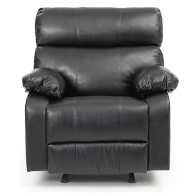 Faux Leather Upholstered Reclining Chair with Padded Arms - 39" - Black