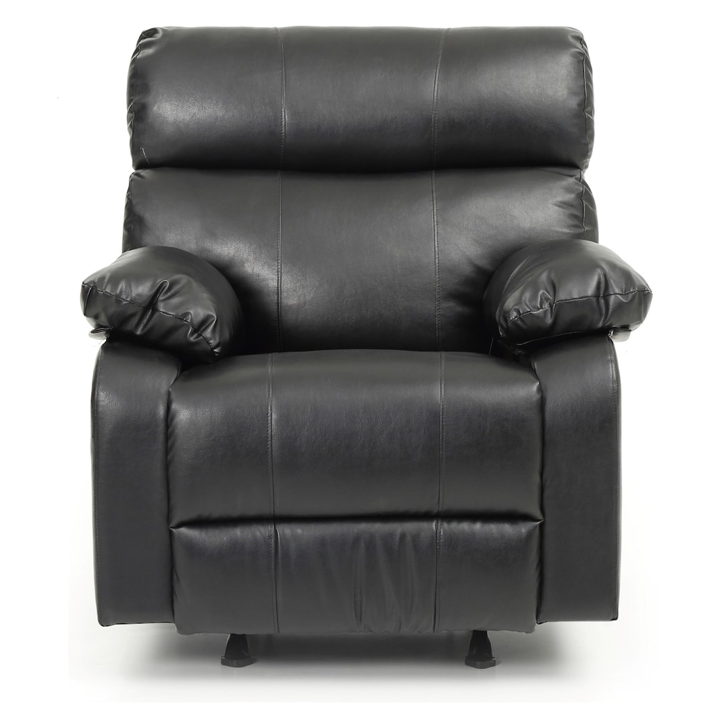 Faux Leather Upholstered Reclining Chair with Padded Arms - 39" - Black