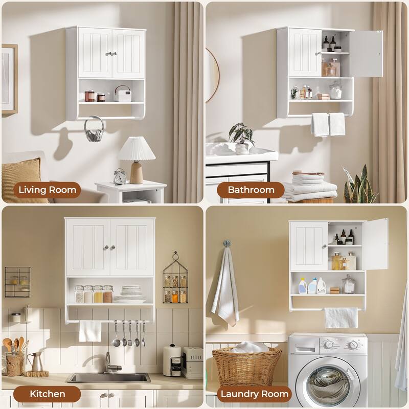 Yaheetech Over The Toilet Storage Cabinet with Open Shelf for Living Room, Laundry Room, Mudroom