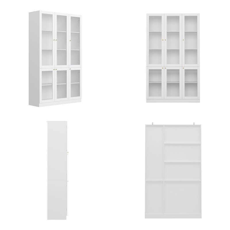 Curio Display Cabinet, Storage Shelves with 6 Glass Door - 78.7"H