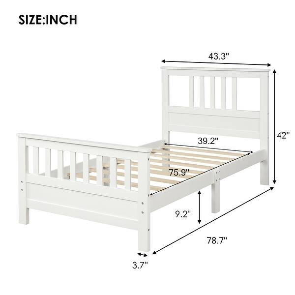 Twin Wood Platform Bed with High Headboard and Footboard for Elegant Bedroom Decor