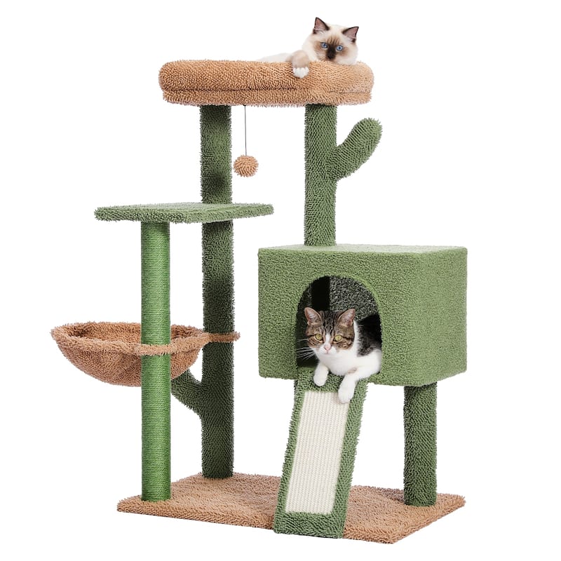 Cat Tree 41 Inches Cactus Cat Tower with Sisal Covered Scratching Post