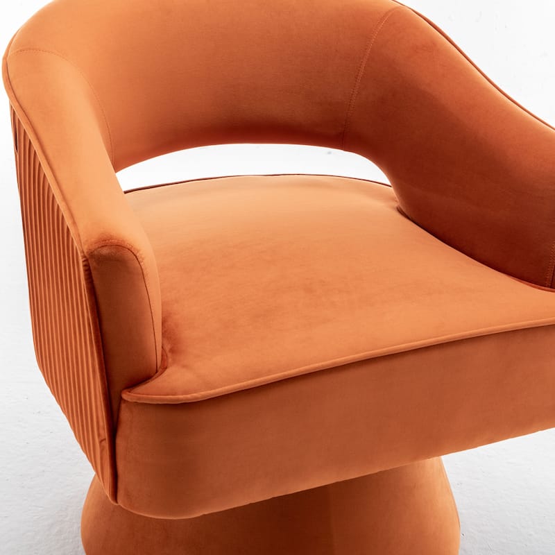 SEYNAR Modren Velvet 360 Degree Swivel Accent Arm Barrel Chair Set of 2 for Living Room