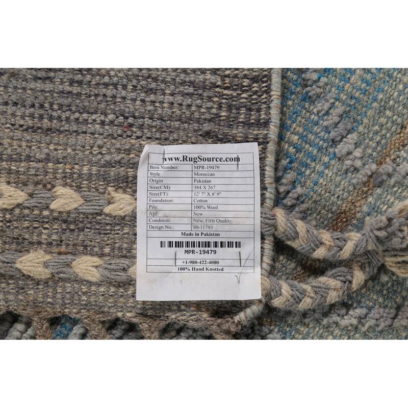 All-Over Checkered Moroccan Area Rug Handmade Wool Carpet - 8'9"x 12'7"