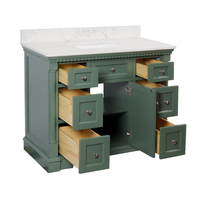 KitchenBathCollection Sydney 42" Bathroom Vanity with Engineered Marble Top