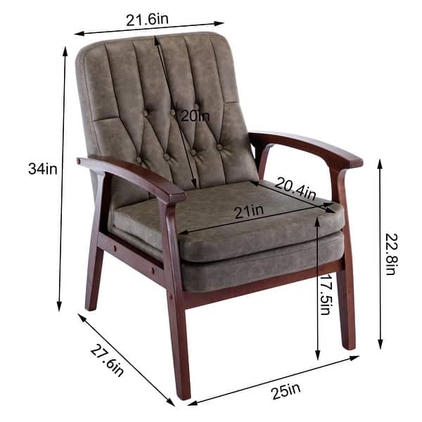 Retro Single Accent Armchair Modern Solid Wood Armrest Accent Sofa ...