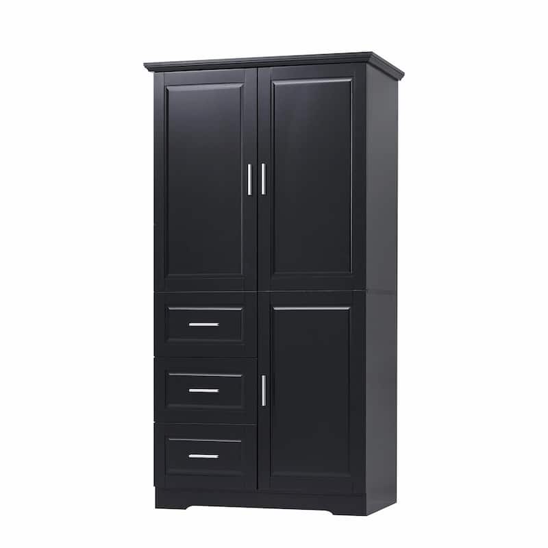 Tall and Wide Storage Cabinet with Doors and Three Drawers