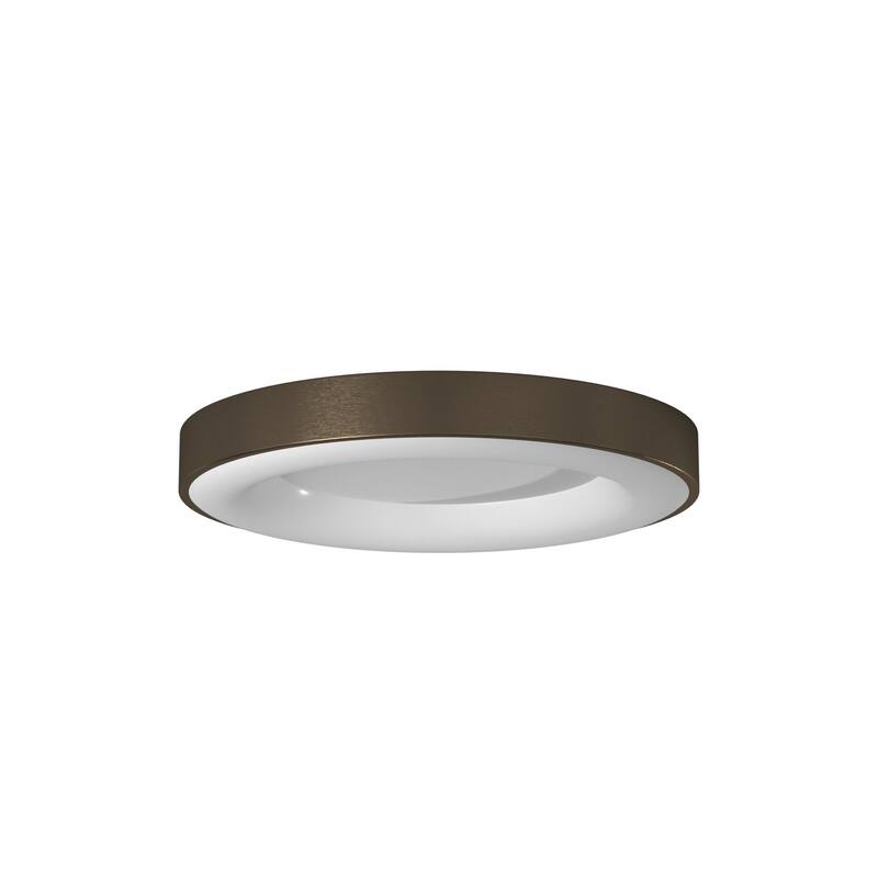 EVOLV Acryluxe Sway 24-inch Light Bronze Round LED Flush Mount Light with Opal Acrylic