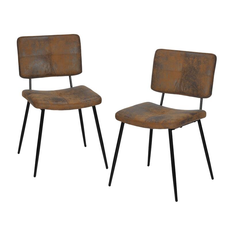 HomeRoots Set of Two Brown and Black Upholstered Suede Dining Side Chairs - 17.90 in. x 32.70 in. x 21.30 in.