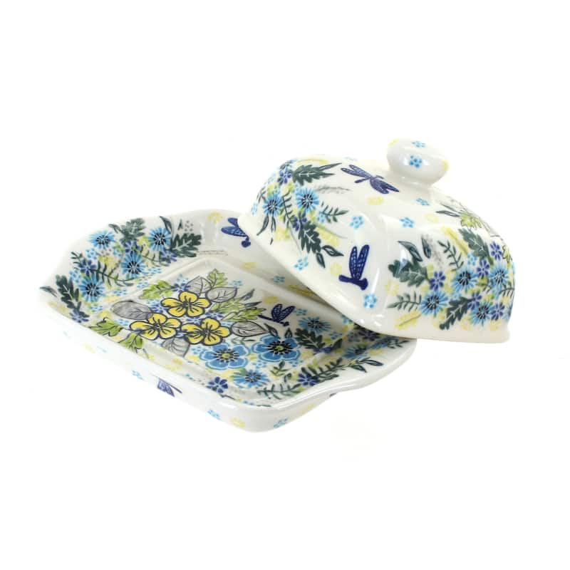 Blue Rose Polish Pottery 67 Vena Butter Dish