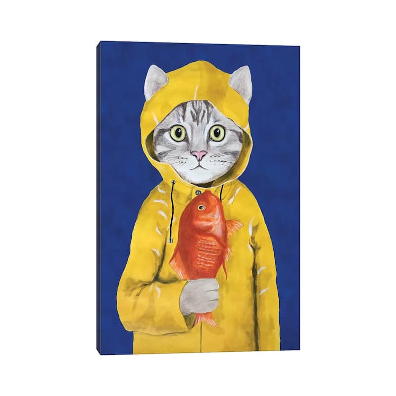 iCanvas "Cat With Fish" by Coco de Paris Canvas Print