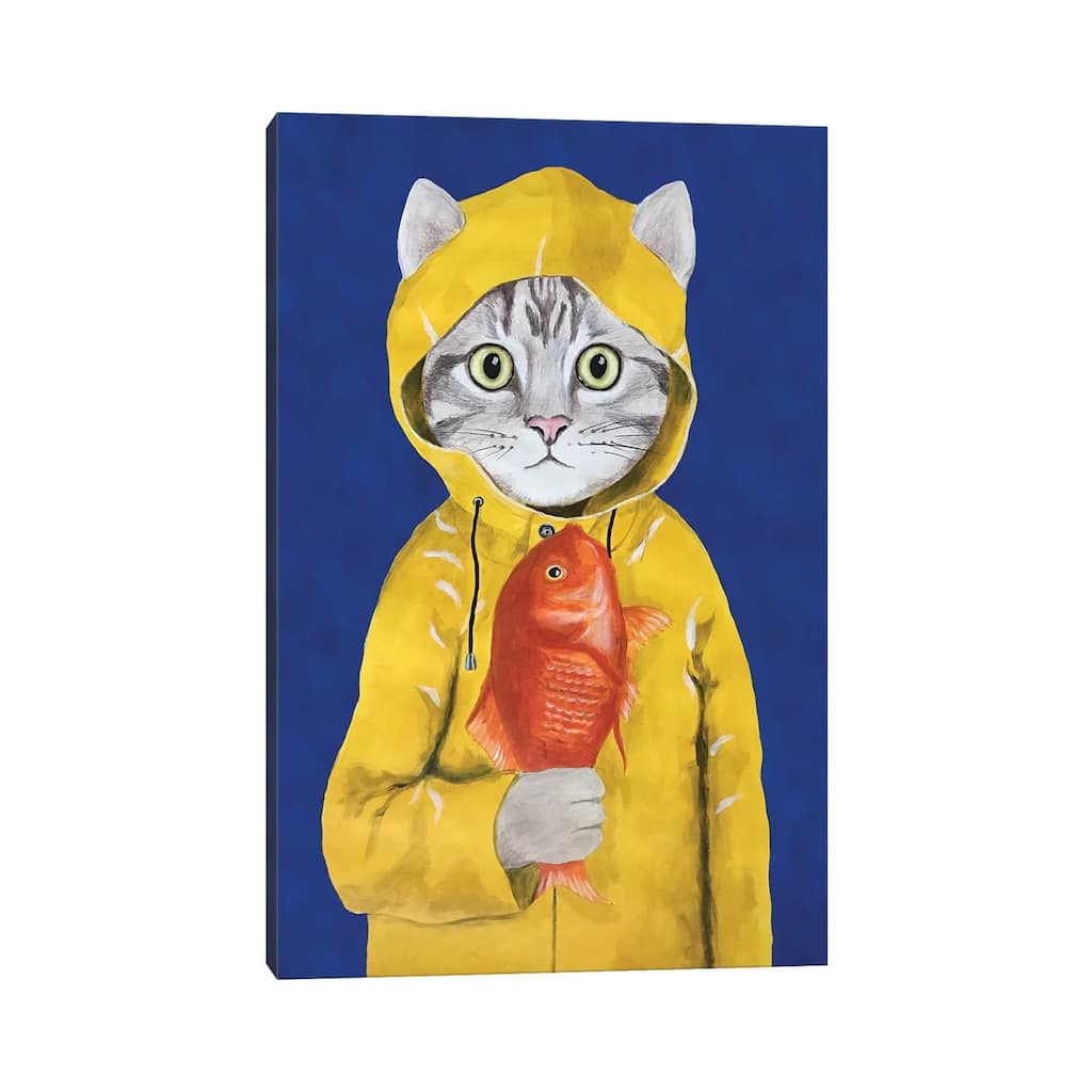 iCanvas "Cat With Fish" by Coco de Paris Canvas Print