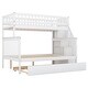 preview thumbnail 10 of 11, Twin over Full Bunk Bed with Trundle and 4-Storage Shelves, Guardrails for Safety, Solid Wood Frame, Space-Saving Design, White