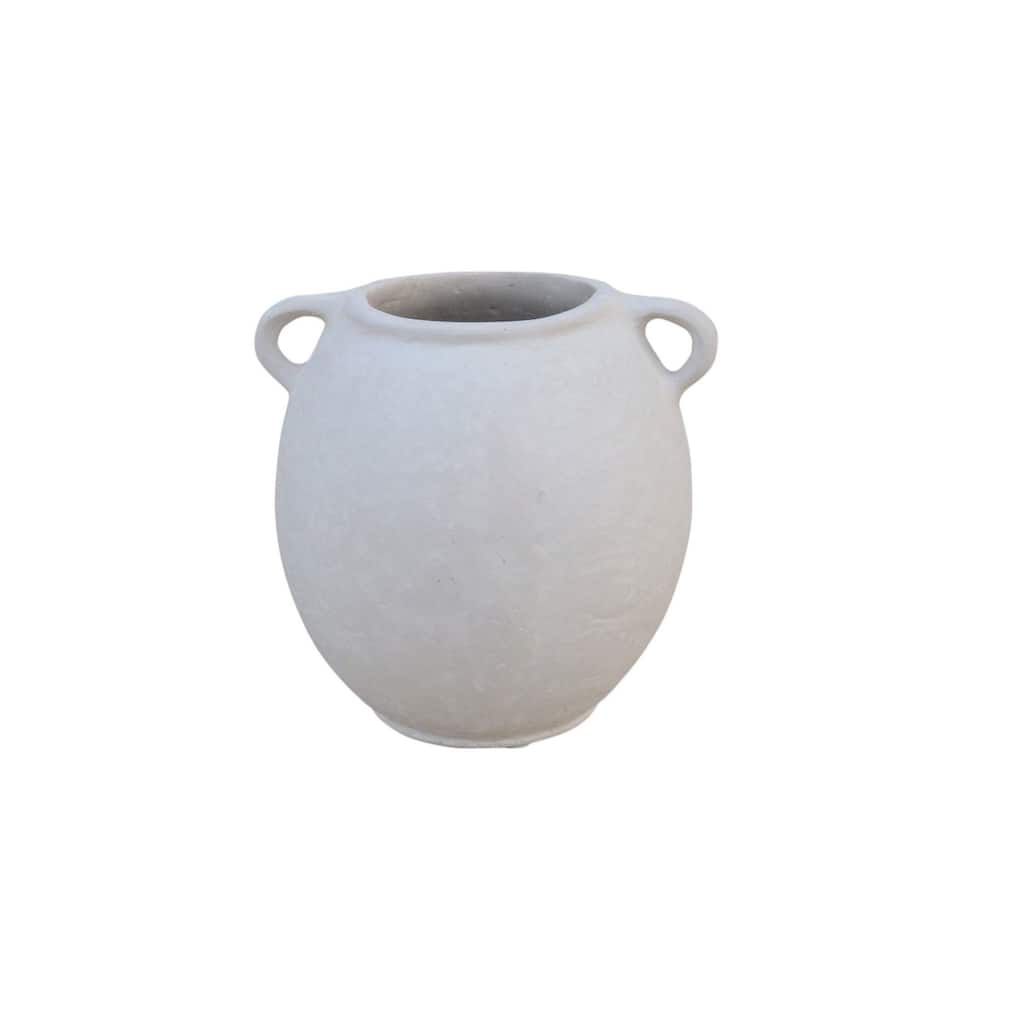 Paper Mache Vase with Handles - 7" - White