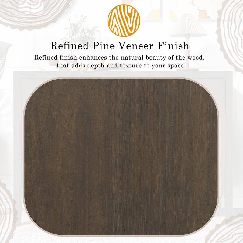 47.25"Sideboard with Pine Veneer and 2 Doors, Retro Buffet with Adjustable Feet, Wooden Storage Cabinet with Metal Handles