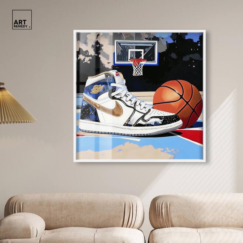 Basketball Court Blues Shadowbox by Art Remedy