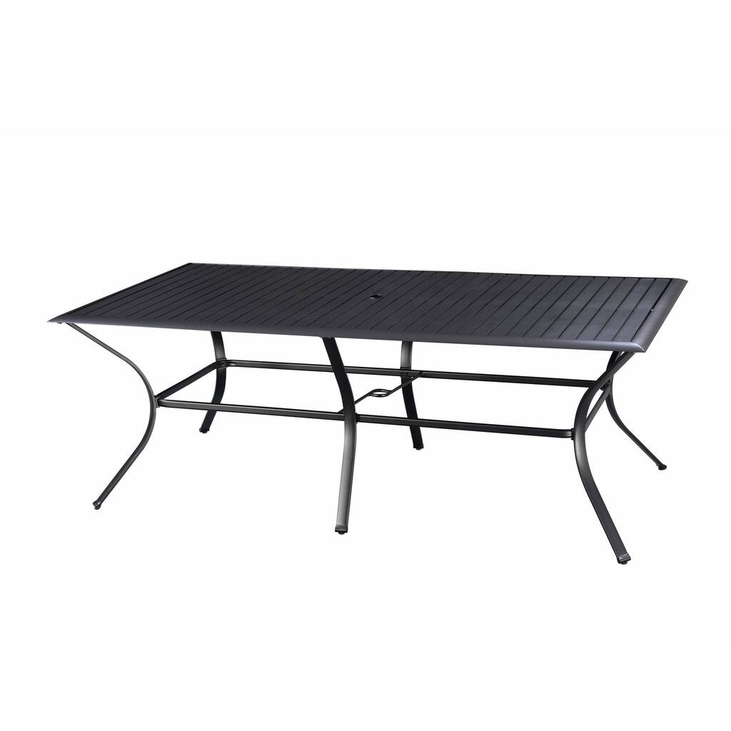 Westin Aluminum Outdoor Slat Top Patio Dining Table- Black