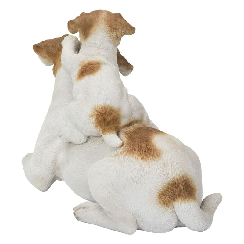 10.75" Baby Jack Russell with Mother Dog Outdoor Garden Statue