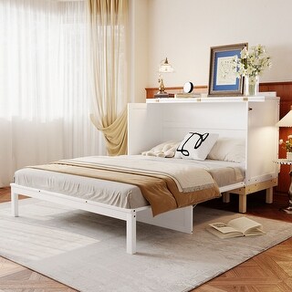 Queen Size Murphy Bed with Solid Pine Wood Legs by Harper&Bright ...