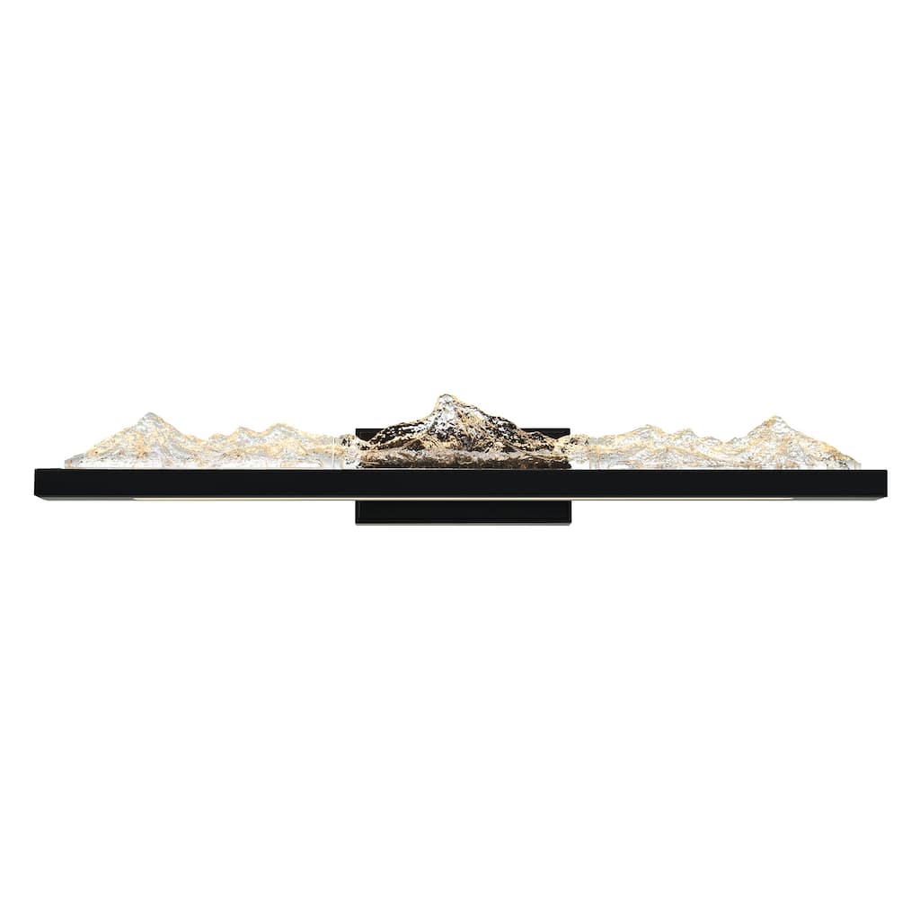 Himalayas Integrated LED 36in Black Vanity Light with Handcrafted Glass