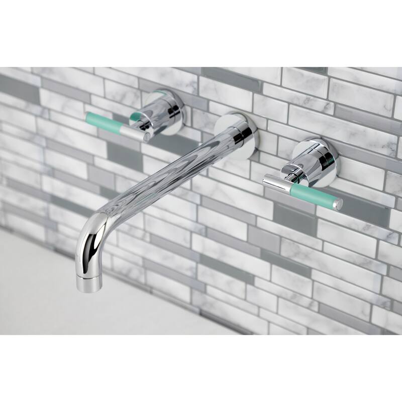 Kaiser Two-Handle Wall Mount Tub Faucet in Polished Brass