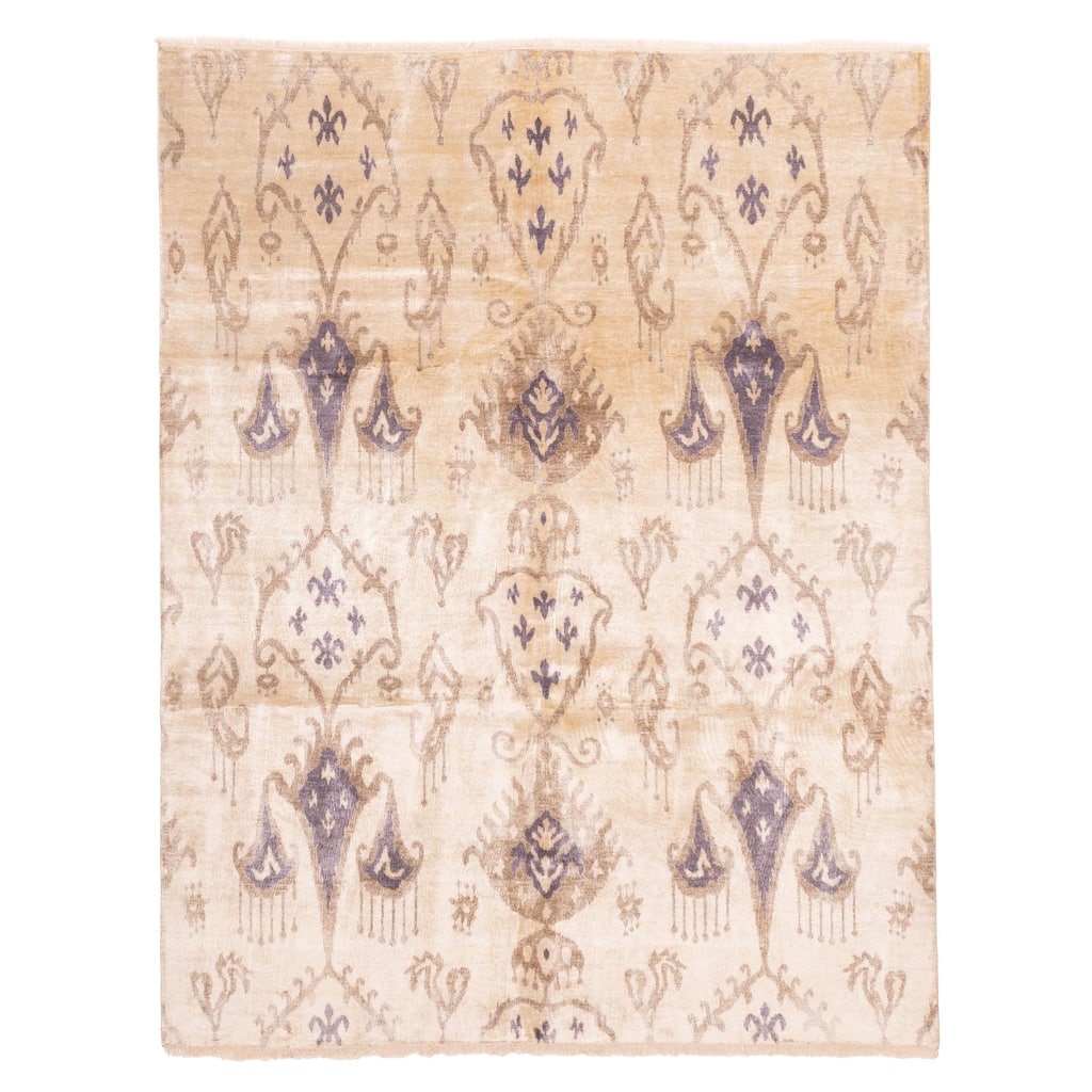 ECARPETGALLERY Hand-knotted Opulence Ivory Silk Rug - 7'10 x 10'0