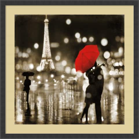 Framed Art Print 'A Paris Kiss' by Kate Carrigan 34 x 34-inch