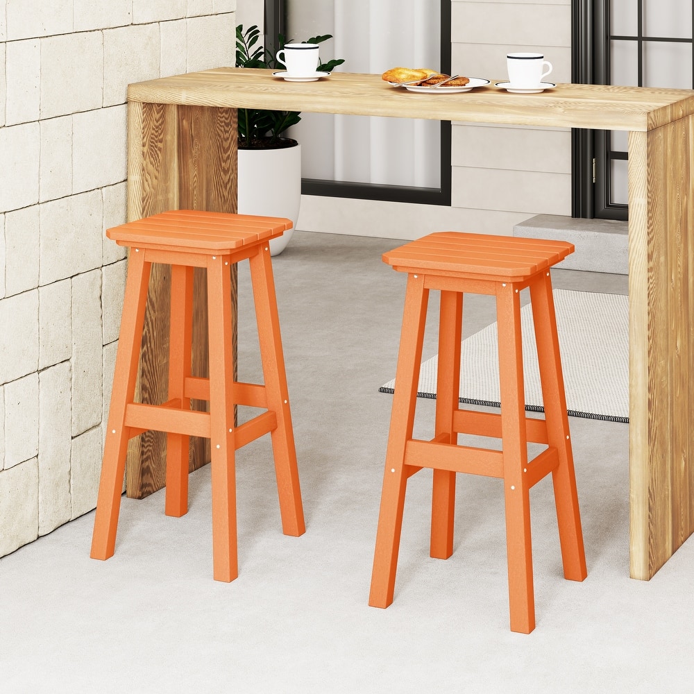 Laguna Hdpe All Weather Outdoor Patio 29" Square Bar Stool (Set Of 2)