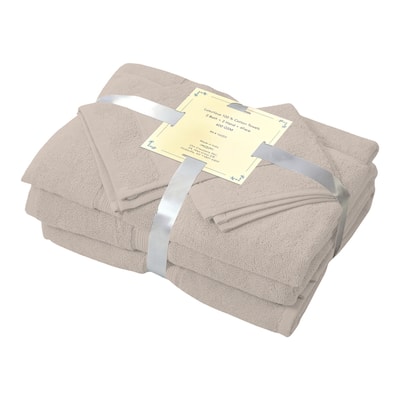 Luxurious Cotton 8 Piece Bathroom Towel Set - Absorbent 600 GSM - 4 Washcloths, 2 Hand Towels, 2 Bath Towels - 27''X54''