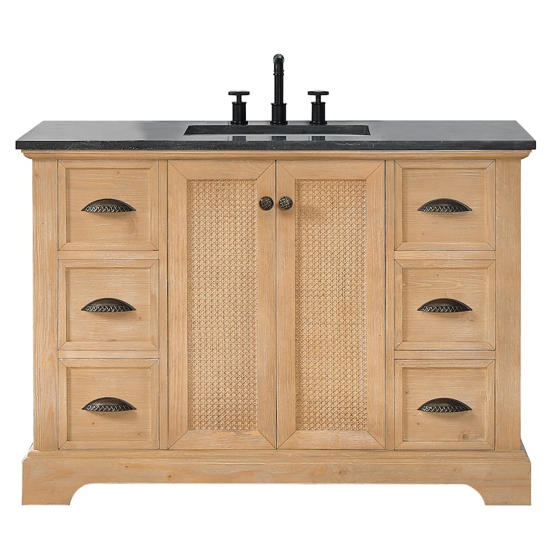 Hervas Bath Vanity with Natural Marble Top without Mirror - 48in. - Celestite Marble Top