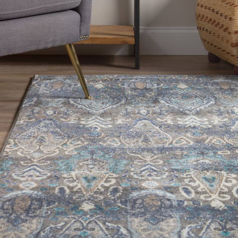 Addison Thurston Distressed Ikat Blue 9'6" x 13'2" Area Rug