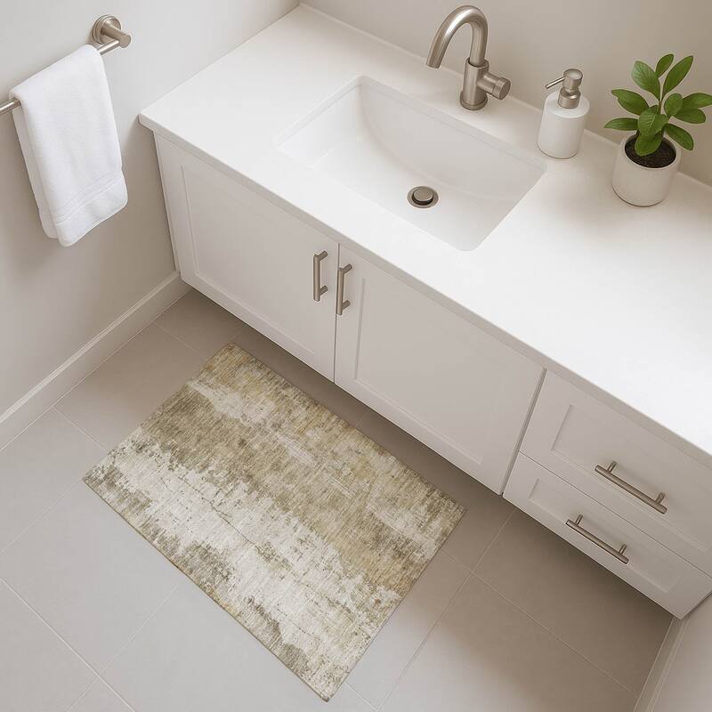 Premium Washable Super Soft Abstract Modern Mayfield Rug - Taupe - 1'8" x 2'6"