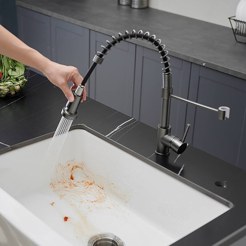 Matte Black Single-Handle Pull-Down Kitchen Faucet
