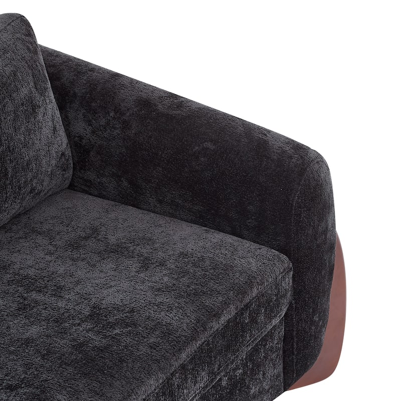 Christopher Knight Home - Hartly Modern Chenille Upholstered 3-Seater Sofa with Solid Wood Legs
