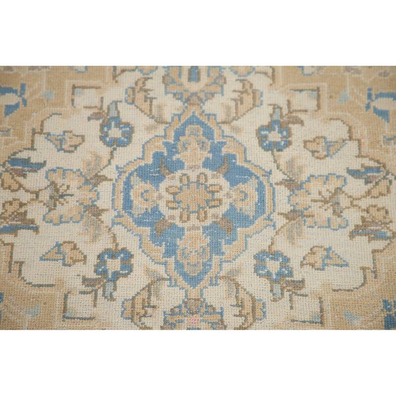 Hand Knotted Oriental 100% Wool Carpet Traditional Floral Peach Mashad Area Rug - 13' 1'' X 9' 11''